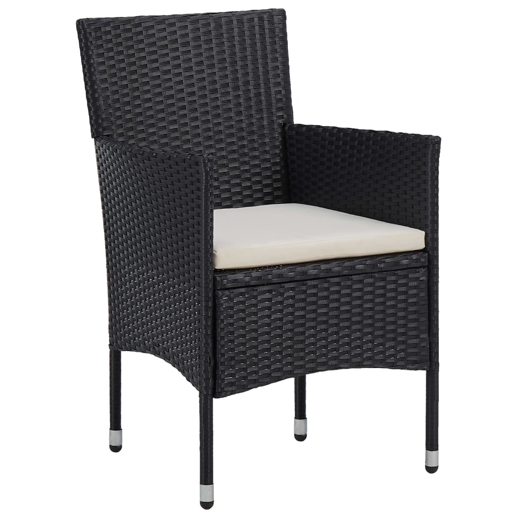 VidaXL 5-delige Tuinset poly rattan en acaciahout zwart