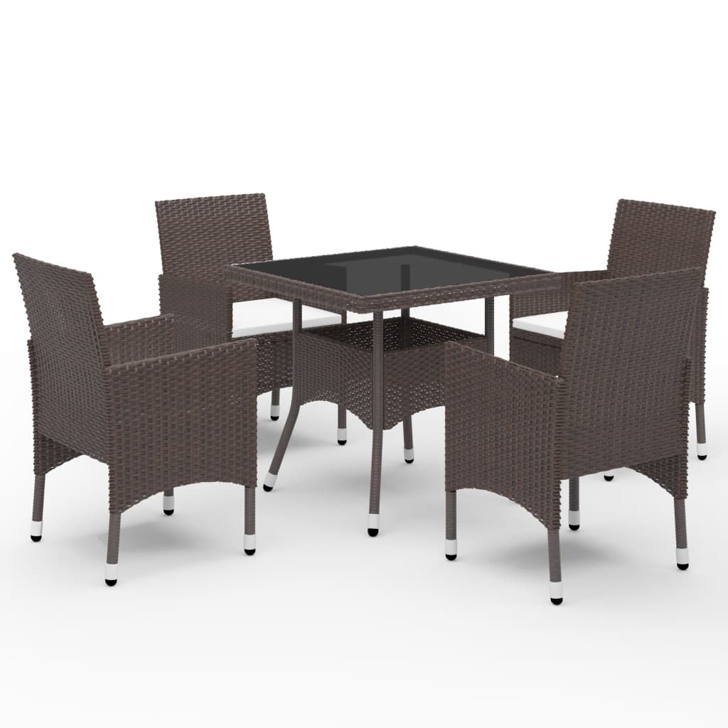 VidaXL 5-delige Tuinset poly rattan en glas bruin