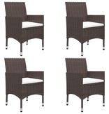 VidaXL 5-delige Tuinset poly rattan en glas bruin