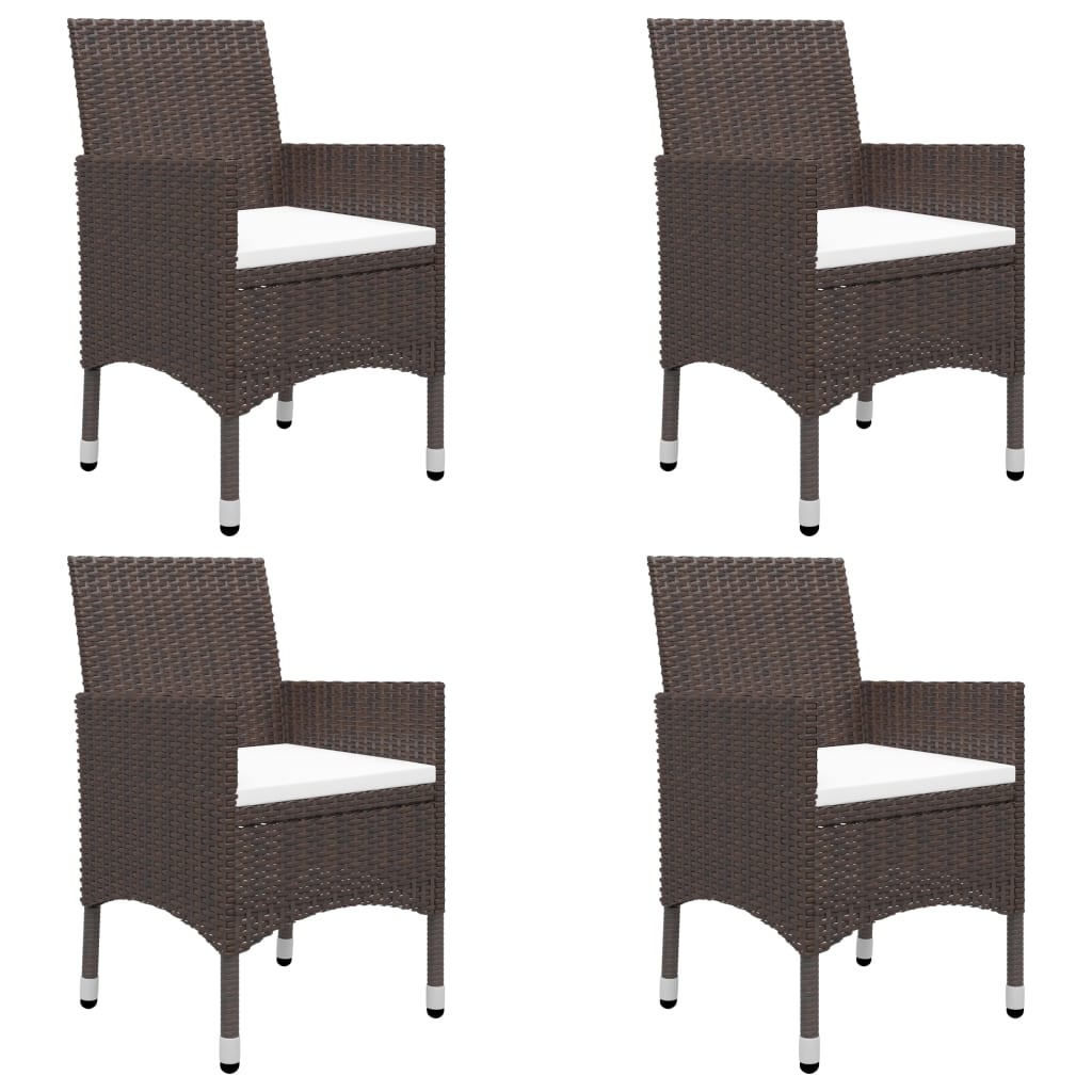 VidaXL 5-delige Tuinset poly rattan en glas bruin