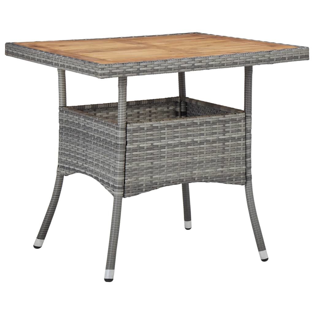 VidaXL 3-delige Tuinset poly rattan en acaciahout grijs