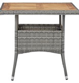 VidaXL 3-delige Tuinset poly rattan en acaciahout grijs