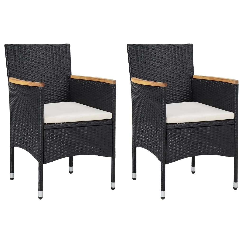 VidaXL 3-delige Tuinset poly rattan en acaciahout zwart