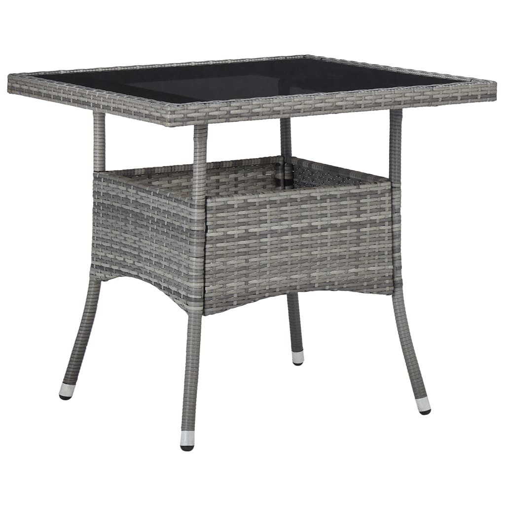VidaXL 3-delige Tuinset poly rattan en acaciahout grijs