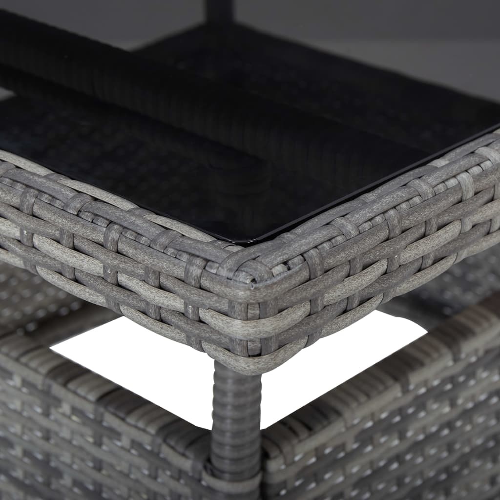 VidaXL 3-delige Tuinset poly rattan en acaciahout grijs