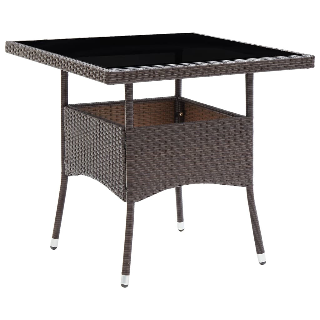 VidaXL 3-delige Tuinset poly rattan en glas bruin