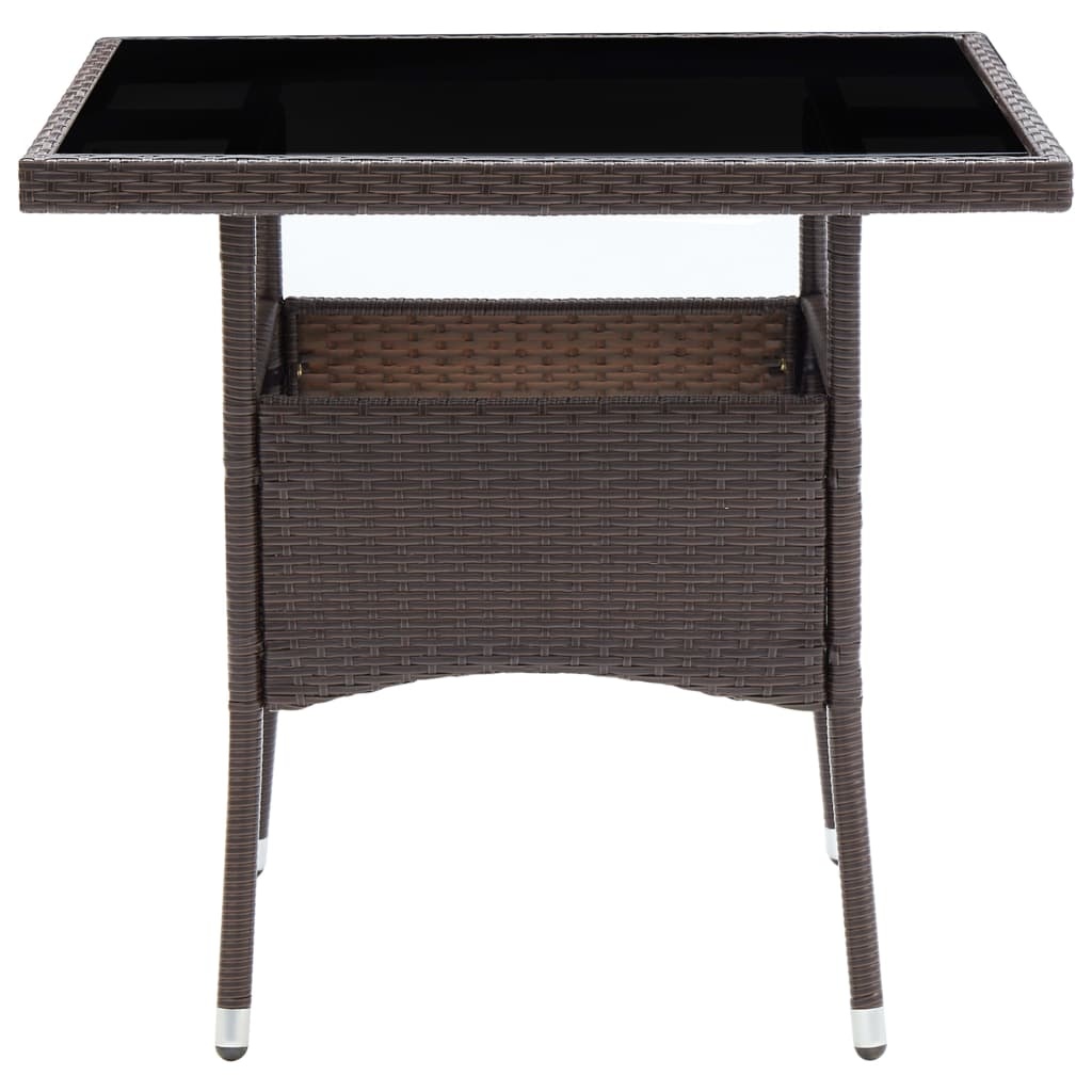 VidaXL 3-delige Tuinset poly rattan en glas bruin