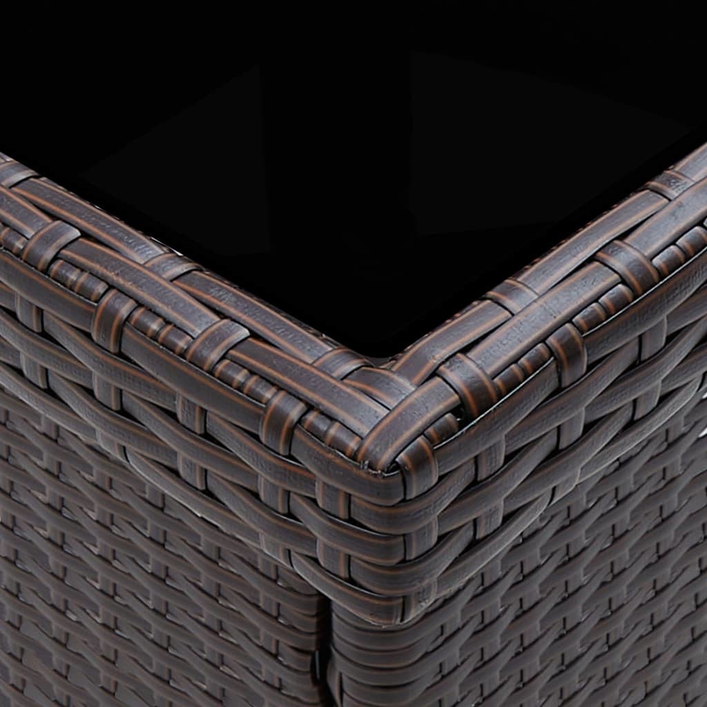 VidaXL 3-delige Tuinset poly rattan en glas bruin