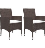 VidaXL 3-delige Tuinset poly rattan en glas bruin