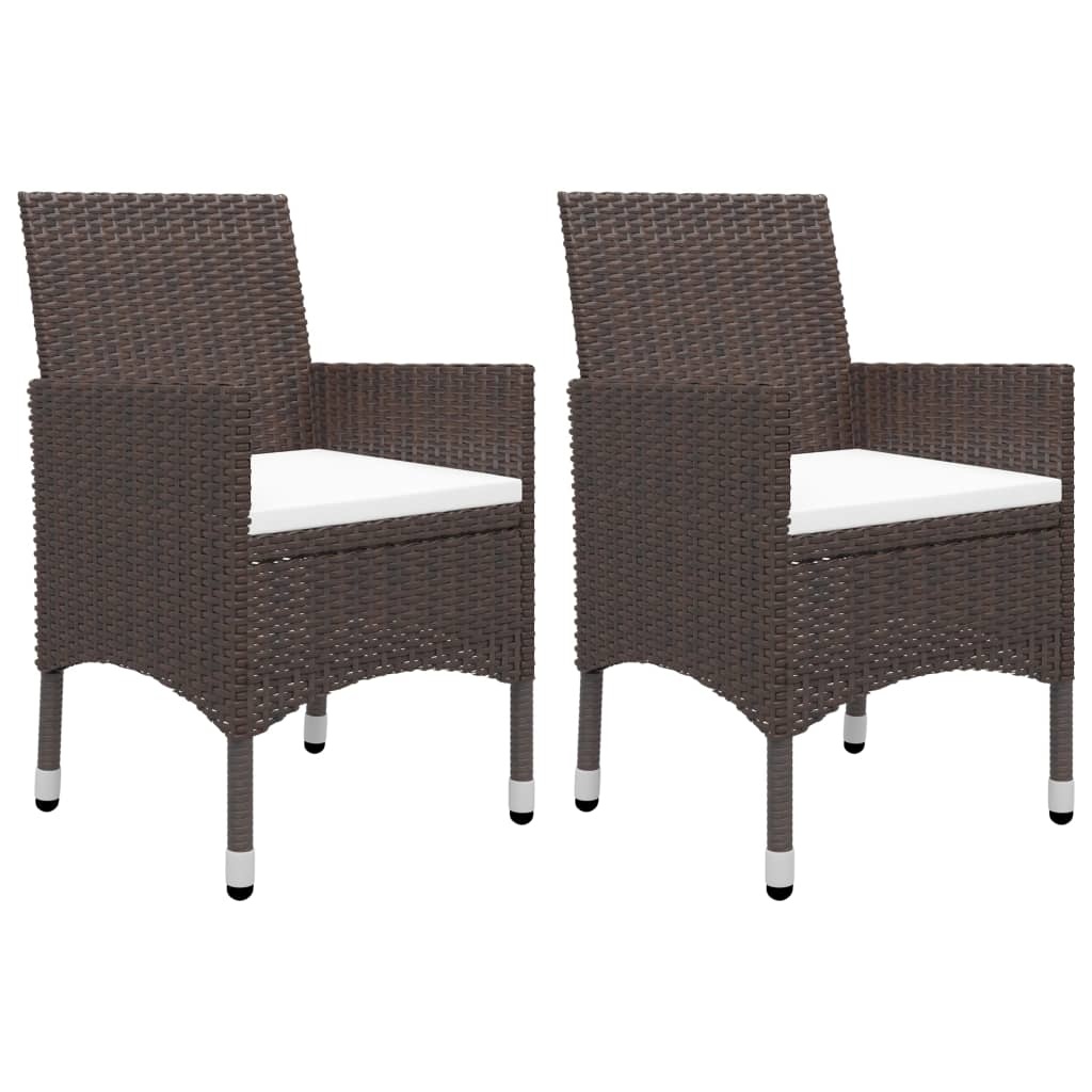 VidaXL 3-delige Tuinset poly rattan en glas bruin