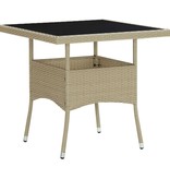 VidaXL 3-delige Tuinset poly rattan en glas beige