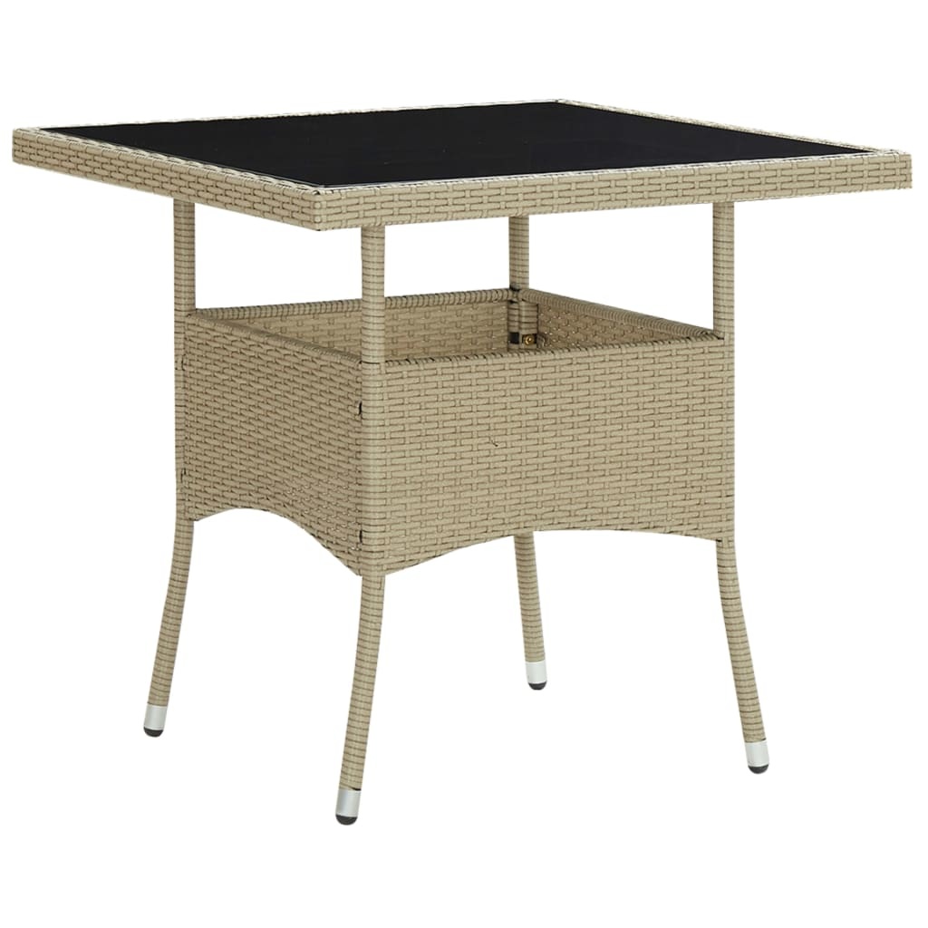 VidaXL 3-delige Tuinset poly rattan en glas beige
