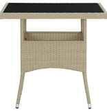 VidaXL 3-delige Tuinset poly rattan en glas beige