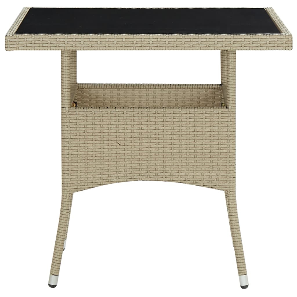 VidaXL 3-delige Tuinset poly rattan en glas beige