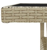 VidaXL 3-delige Tuinset poly rattan en glas beige