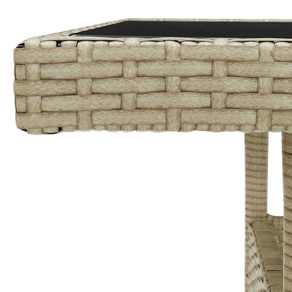 VidaXL 3-delige Tuinset poly rattan en glas beige