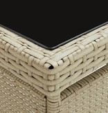 VidaXL 3-delige Tuinset poly rattan en glas beige