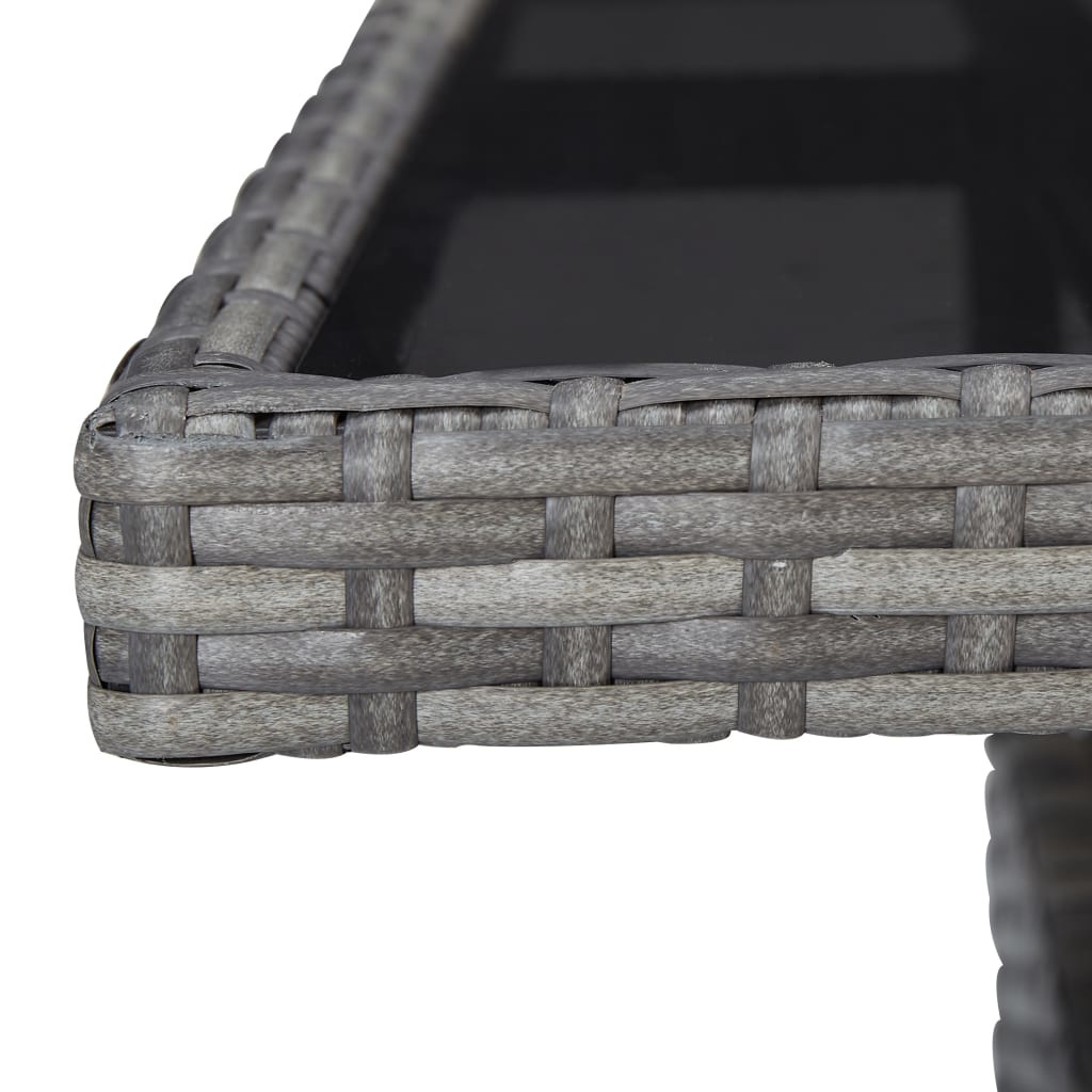 VidaXL 3-delige Tuinset poly rattan en glas grijs