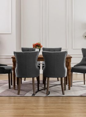 VidaXL Eetkamerstoelen 6 st stof grijs