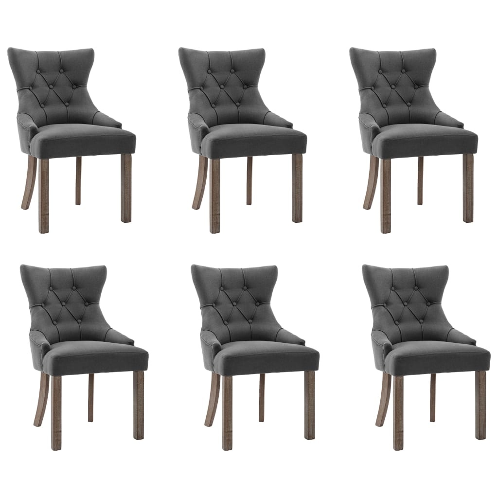 VidaXL Eetkamerstoelen 6 st stof grijs