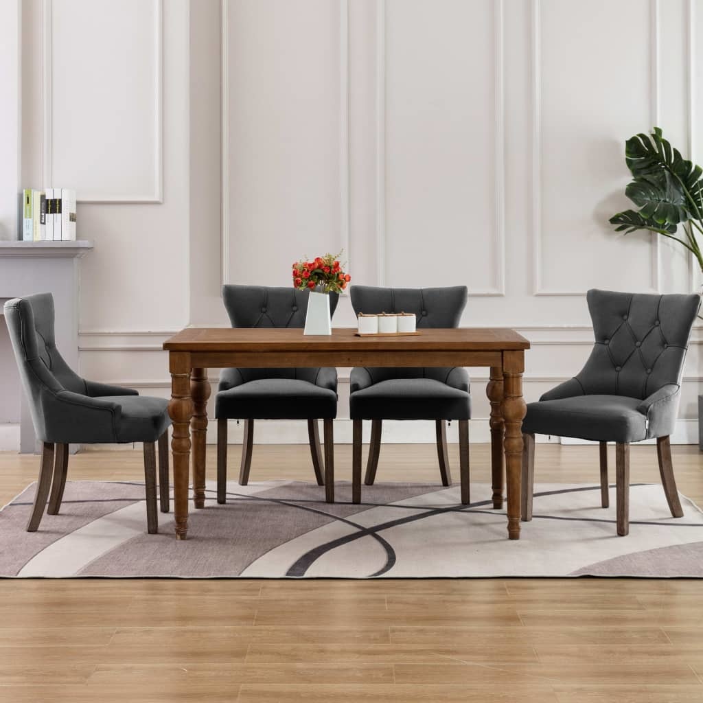VidaXL Eetkamerstoelen 4 st stof grijs