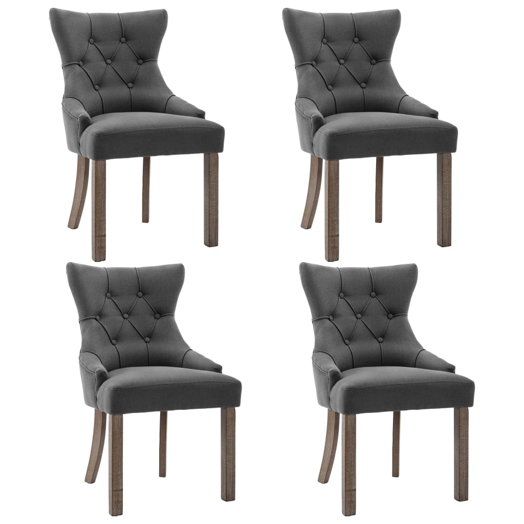 VidaXL Eetkamerstoelen 4 st stof grijs