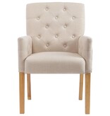 VidaXL Eetkamerstoelen met armleuningen 6 st stof beige