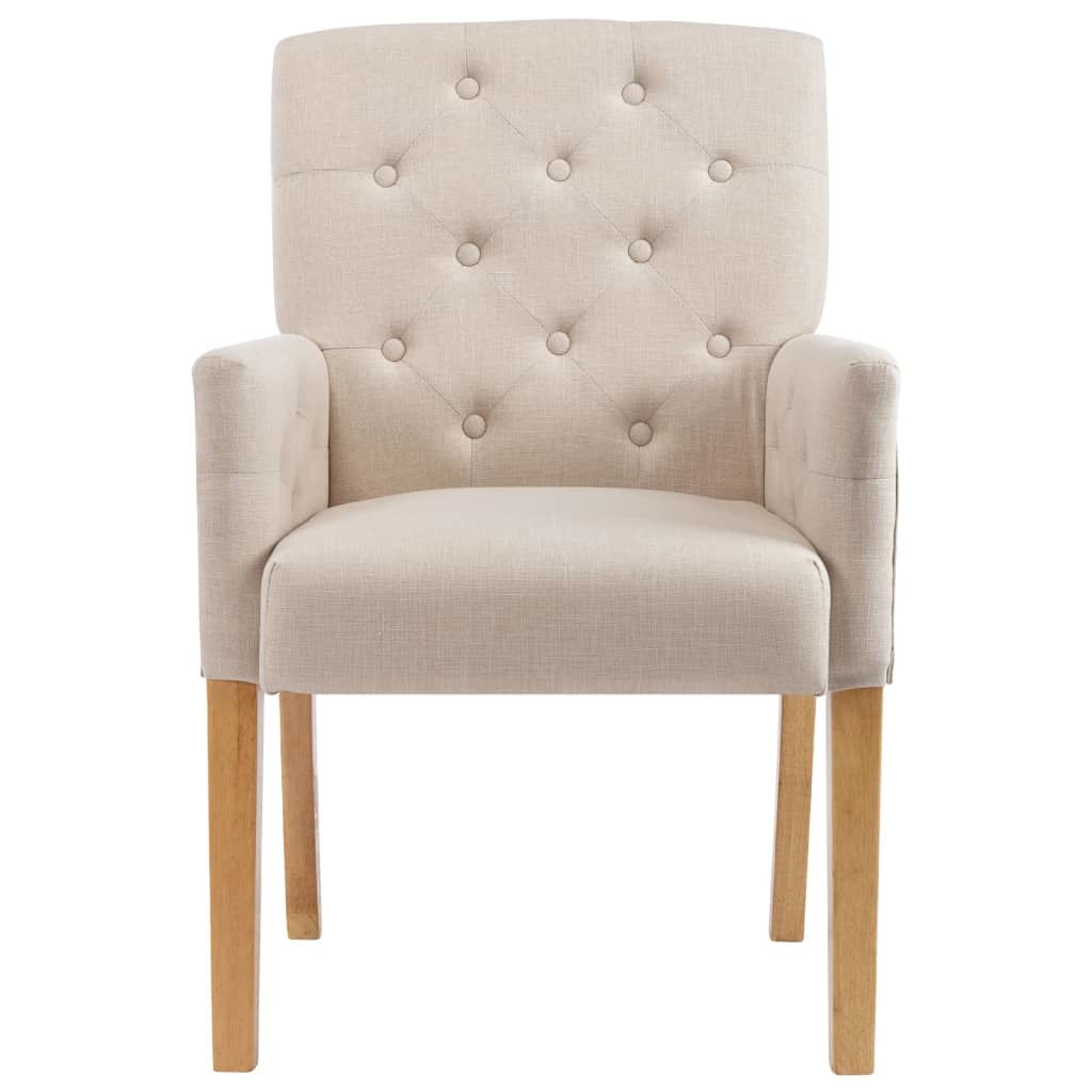 VidaXL Eetkamerstoelen met armleuningen 6 st stof beige