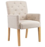 VidaXL Eetkamerstoelen met armleuningen 6 st stof beige