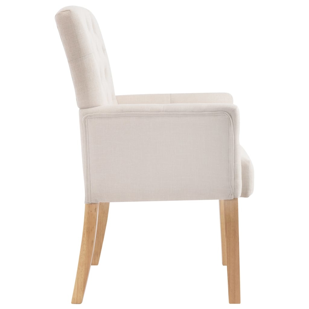 VidaXL Eetkamerstoelen met armleuningen 6 st stof beige