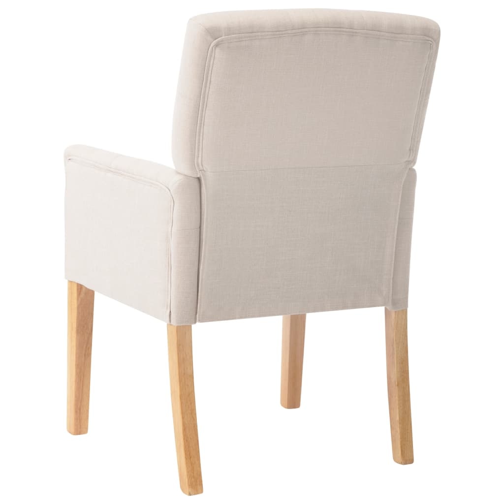 VidaXL Eetkamerstoelen met armleuningen 6 st stof beige