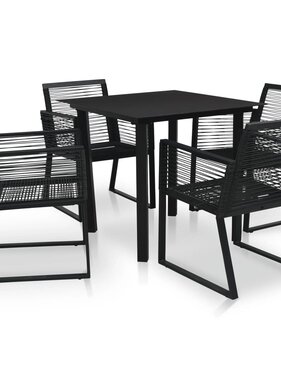 VidaXL 5-delige Tuinset PVC-rattan zwart