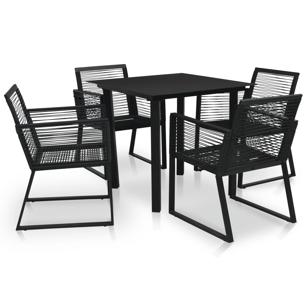 VidaXL 5-delige Tuinset PVC-rattan zwart