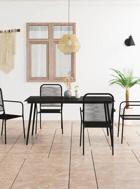 VidaXL 5-delige Tuinset katoenen touw en staal zwart