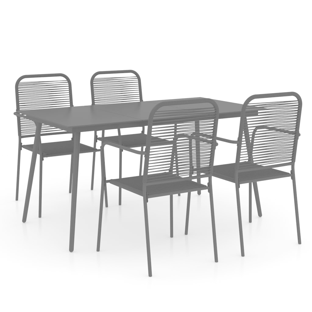 VidaXL 5-delige Tuinset katoenen touw en staal zwart