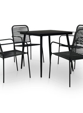 VidaXL 5-delige Tuinset katoenen touw en staal zwart