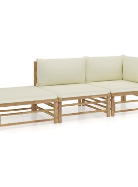 VidaXL 3-delige Loungeset met crèmewitte kussens bamboe