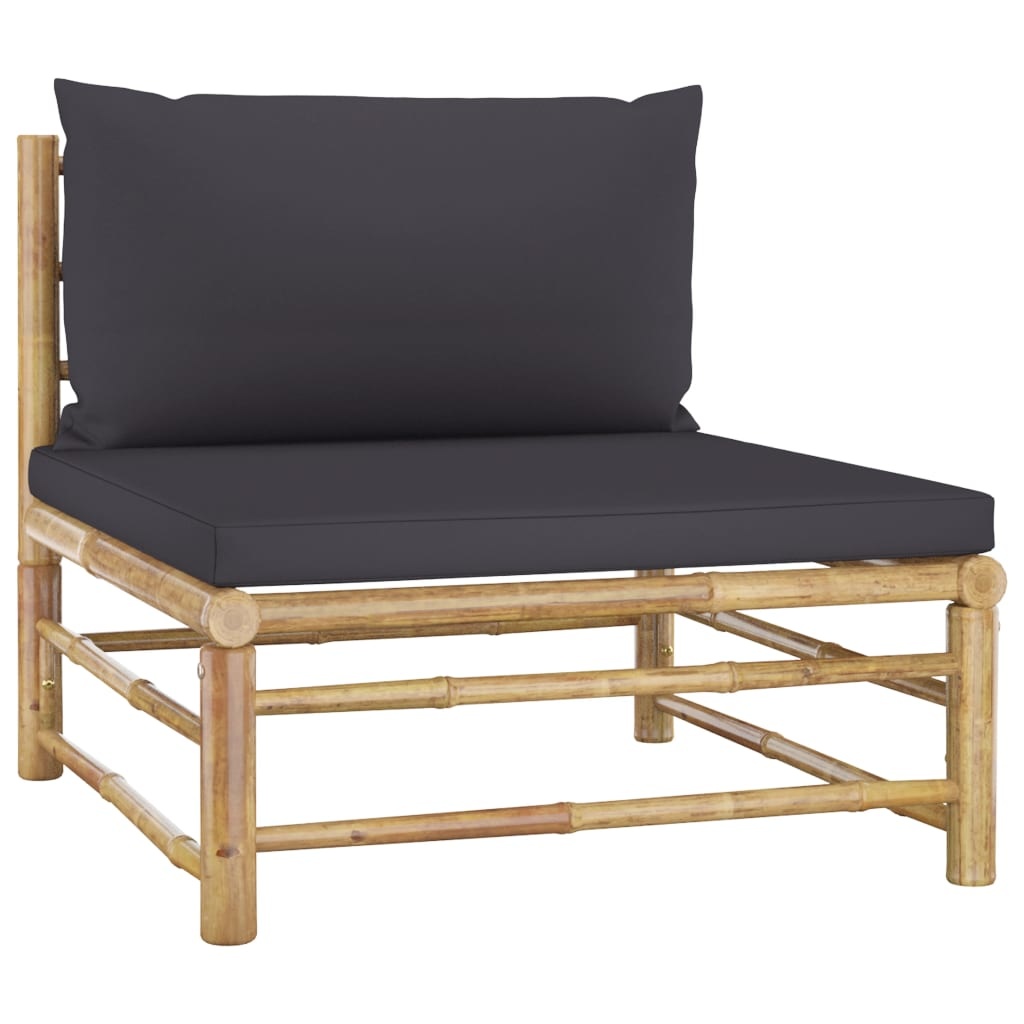 VidaXL 4-delige Loungeset met donkergrijze kussens bamboe