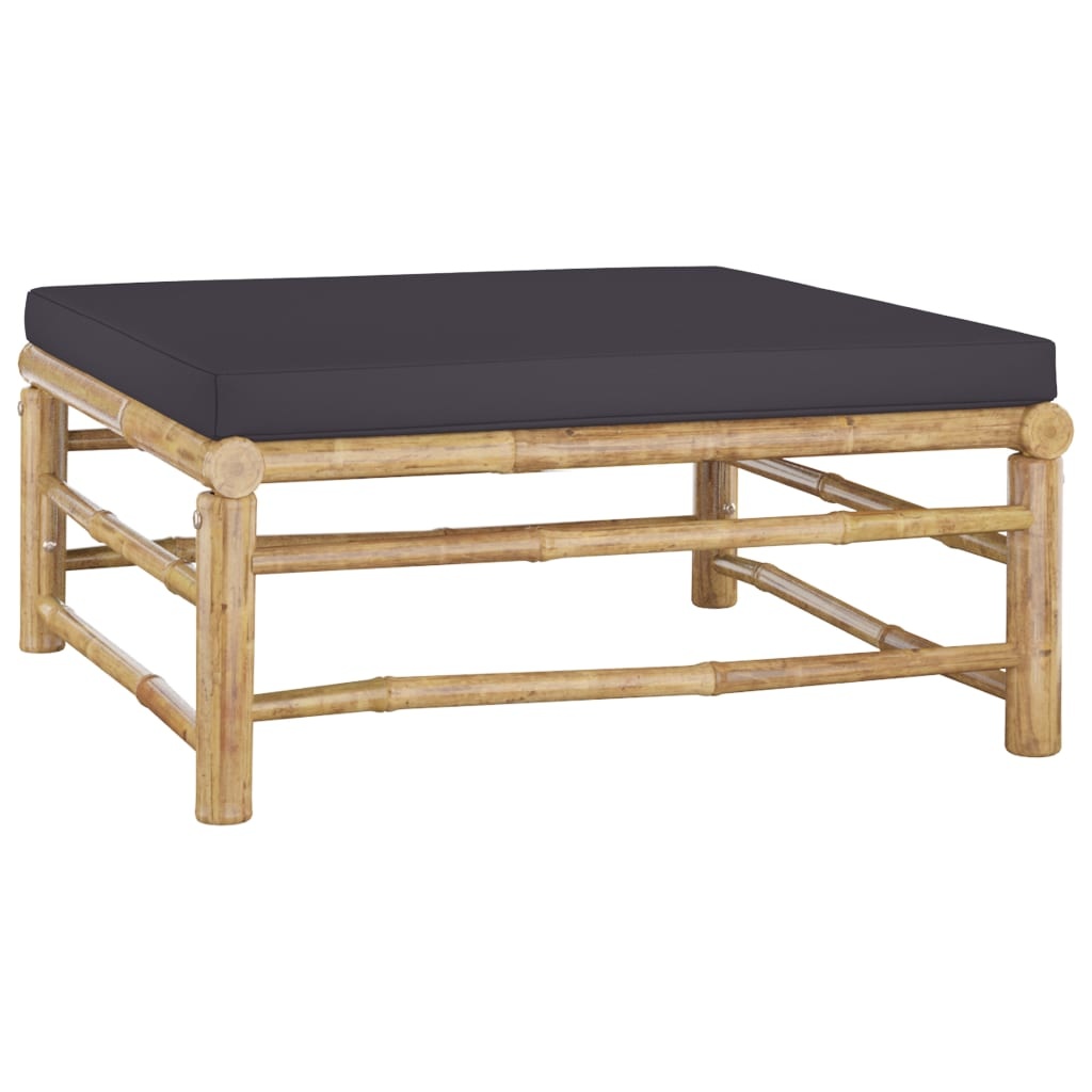 VidaXL 4-delige Loungeset met donkergrijze kussens bamboe