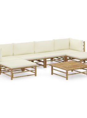 VidaXL 7-delige Loungeset met crèmewitte kussens bamboe