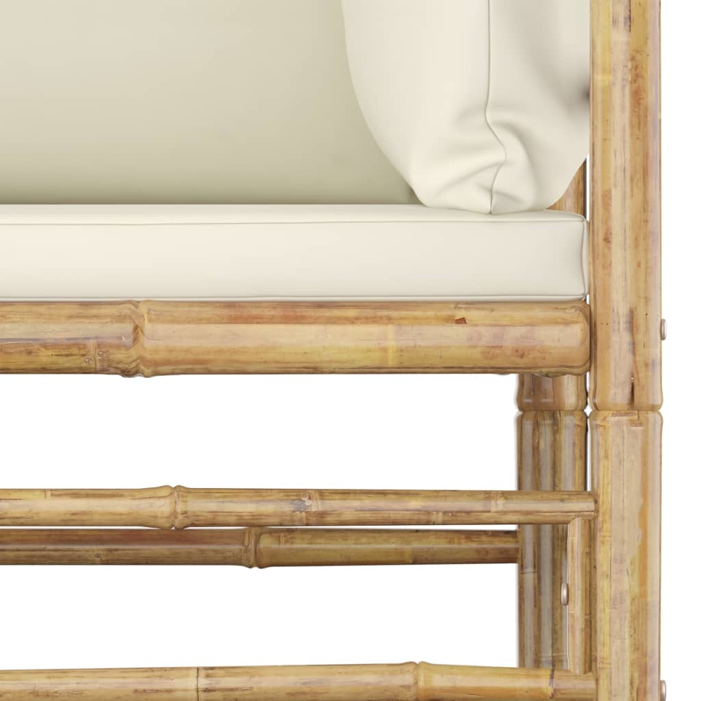 VidaXL 10-delige Loungeset met crèmewitte kussens bamboe
