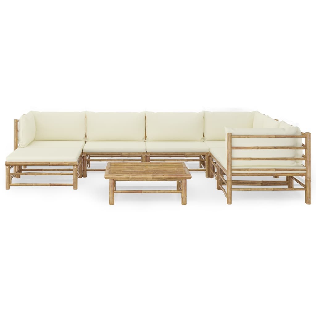 VidaXL 8-delige Loungeset met crèmewitte kussens bamboe
