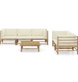 VidaXL 6-delige Loungeset met crèmewitte kussens bamboe
