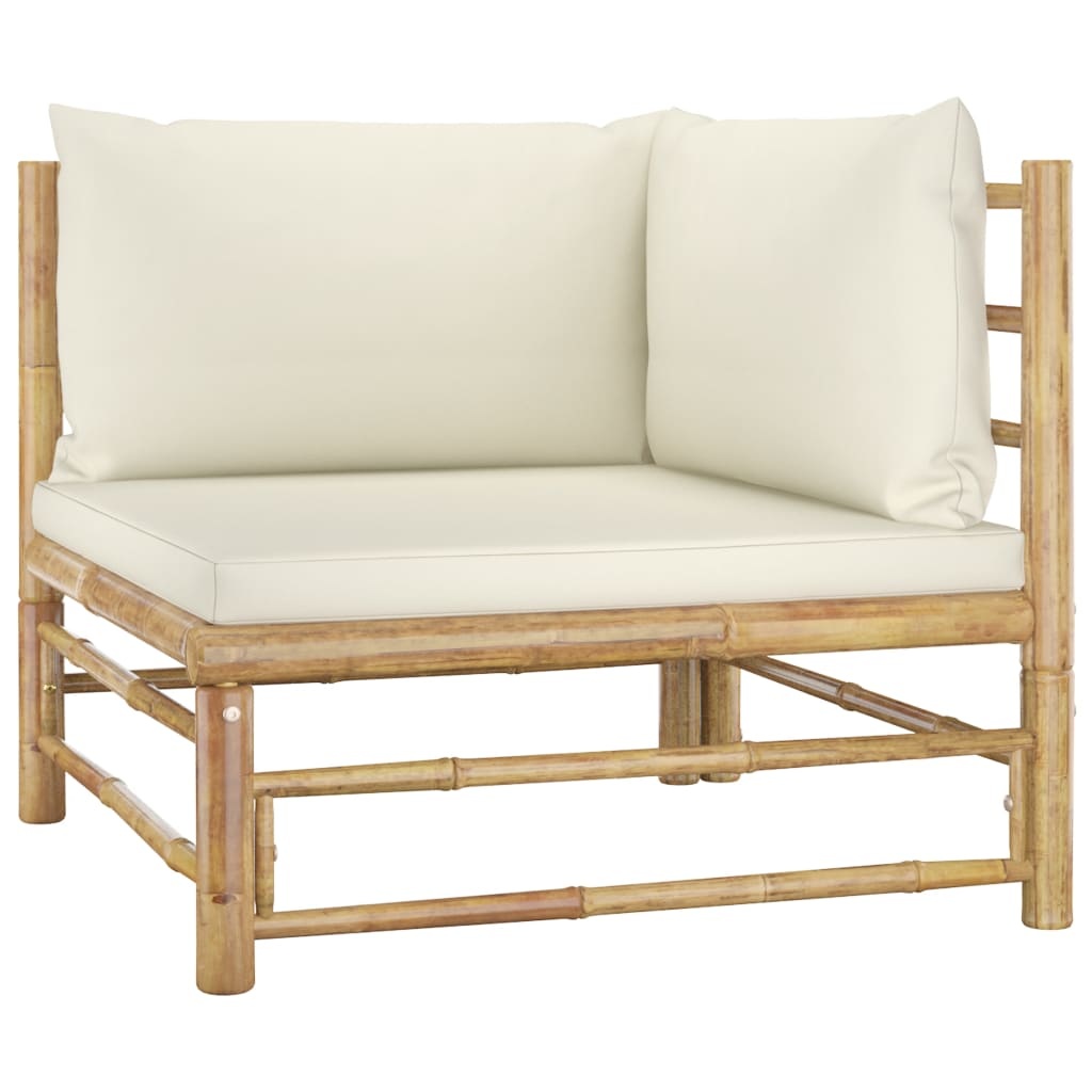 VidaXL 6-delige Loungeset met crèmewitte kussens bamboe