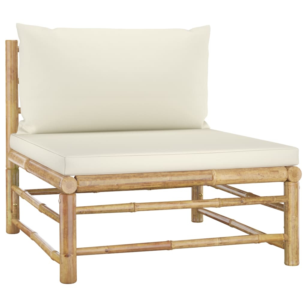 VidaXL 4-delige Loungeset met crèmewitte kussens bamboe