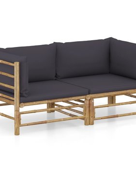 VidaXL 2-delige Loungeset met donkergrijze kussens bamboe
