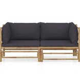 VidaXL 2-delige Loungeset met donkergrijze kussens bamboe