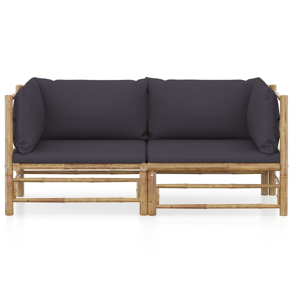VidaXL 2-delige Loungeset met donkergrijze kussens bamboe