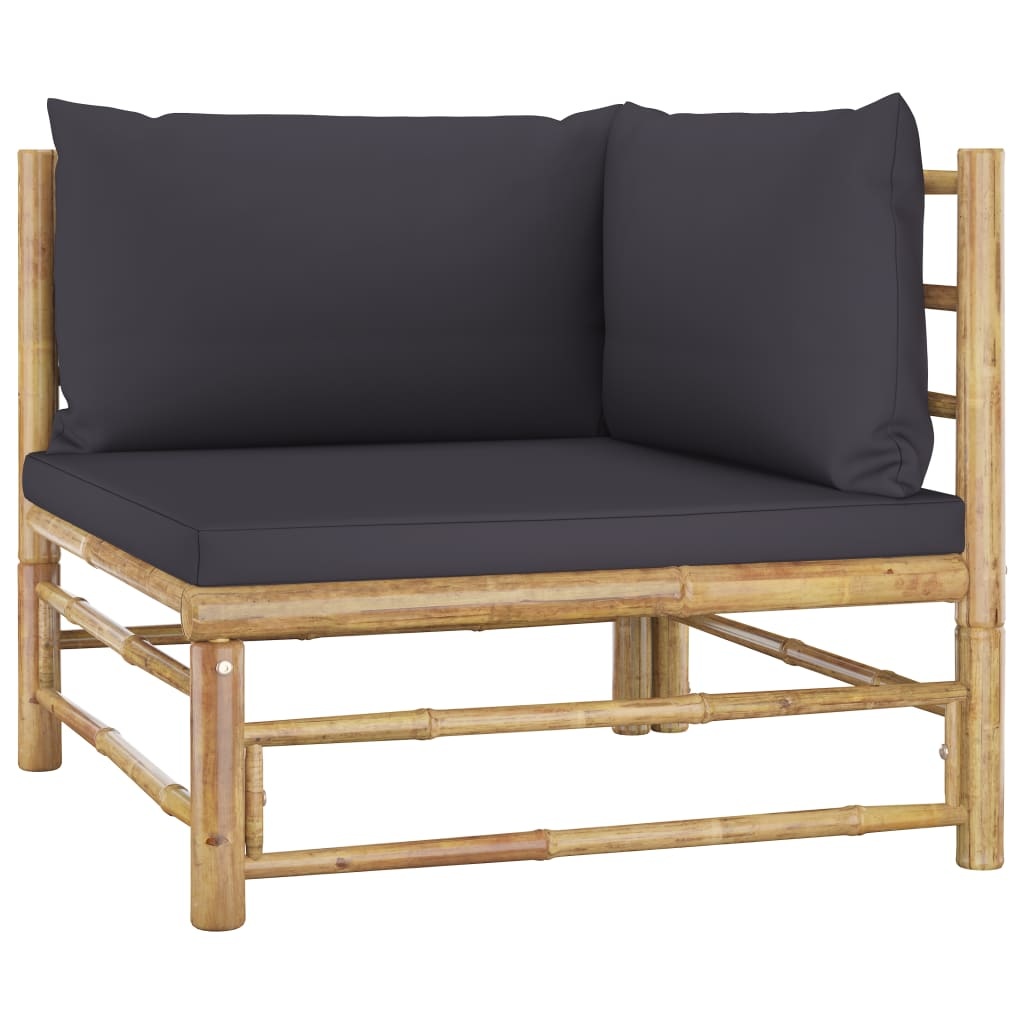 VidaXL 2-delige Loungeset met donkergrijze kussens bamboe