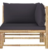 VidaXL 2-delige Loungeset met donkergrijze kussens bamboe